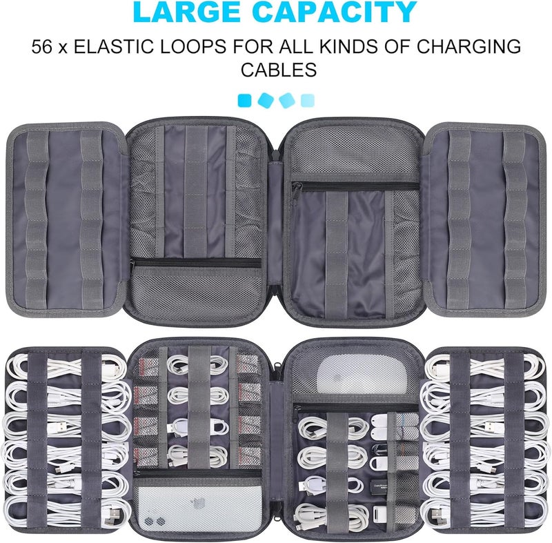 Lacdo Cord Organizer Travel, Cable Organizer Bag Case, Portable Electronics Organizer travel Case, 6 Layer Large Capacity Charging Cords Storage organizer for Cables, SD Card, Travel Essentials, Gray - Image 2